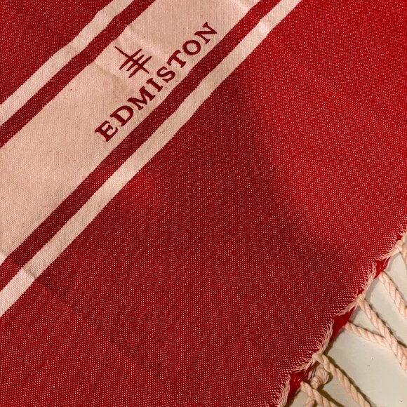 By Foutas Edmiston Red Rectangle Scarf Fringe Trim Lightweight Wrap Shawl - Picture 4 of 6